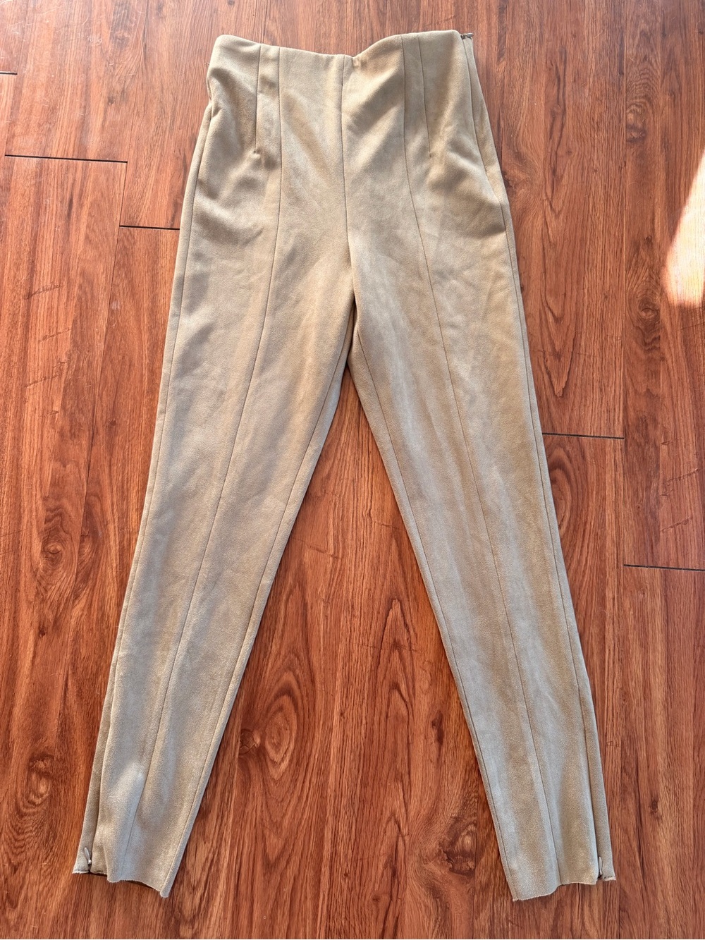 Zara Hi-Rise Faux Suede Beige Leggings NWT (Size S)